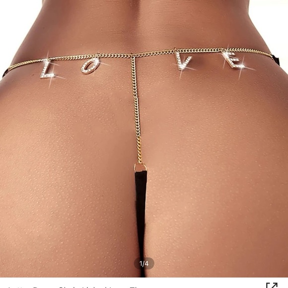Letter Decor Chain Linked Thong - Picture 3 of 7